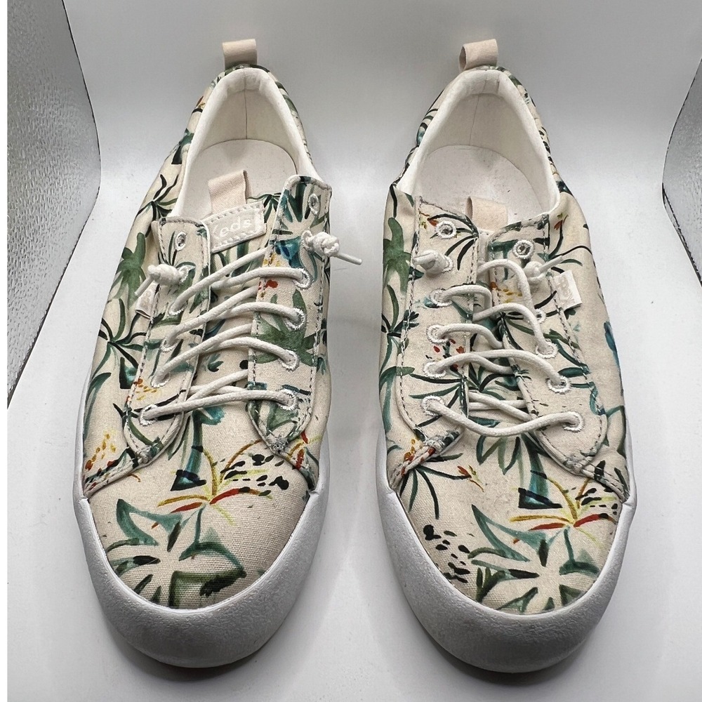 Keds Jump Kick Slip Sneakers 7.5 Cream Tropical Floral EUC WF67112